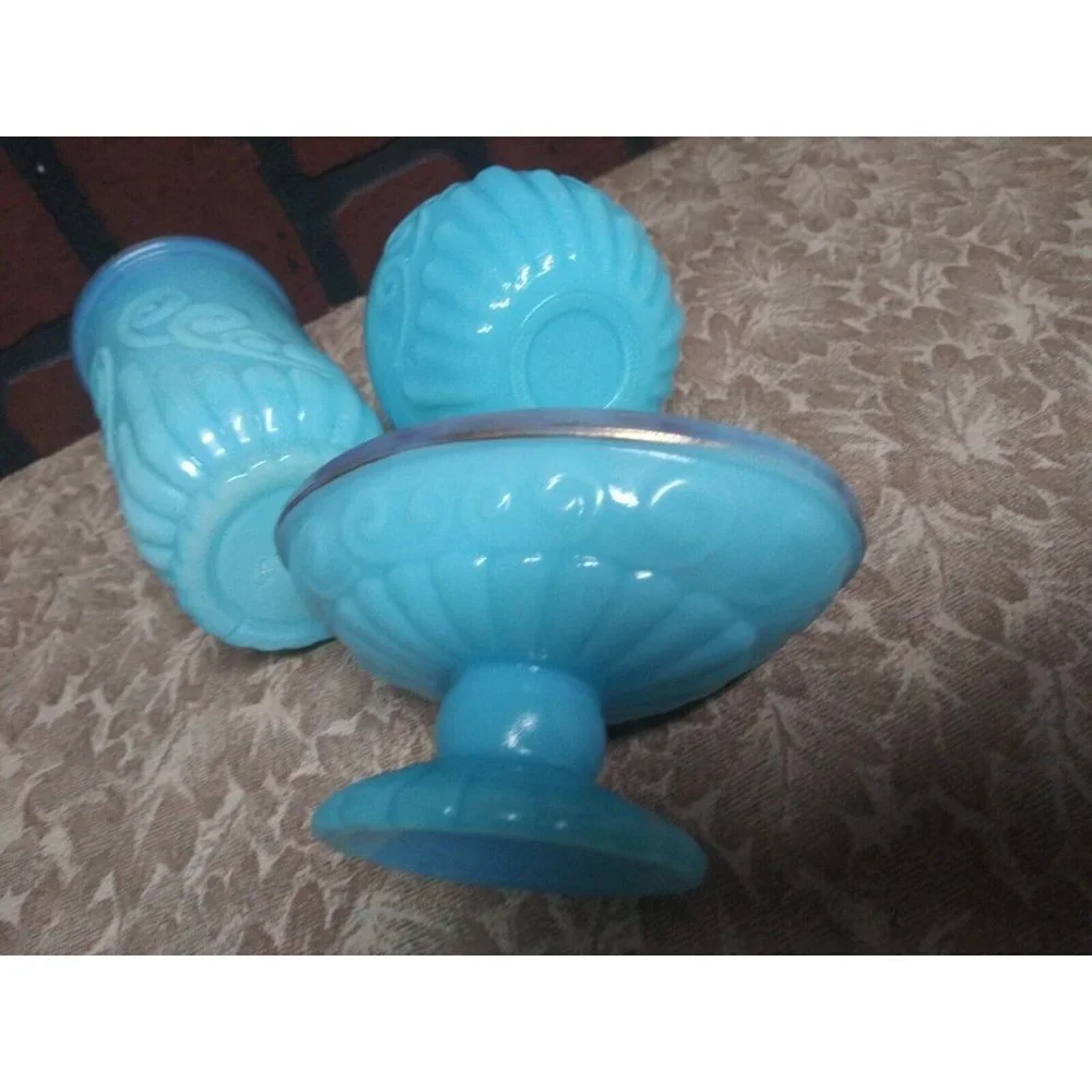 Avon Bristol blue Turquoise 3-pc Bathroom Set Cologne Bottle tumbler soap dish
